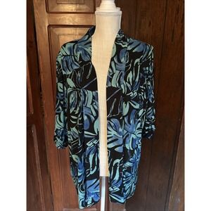 TanJay Womens Open Face Shirt Jacket Size XL , Tropical, Business Casual EUC